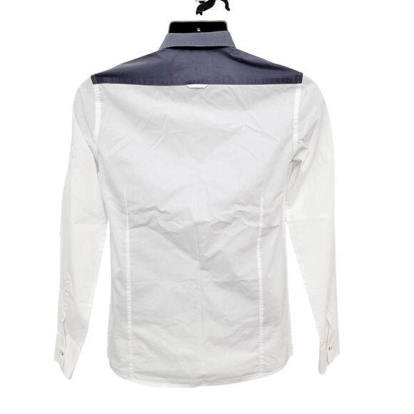 2/$20Top Fashion Grey & White Buttons Down Shirt Slim Fit Size: Small - Picture 3 of 6